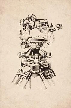 Theodolite With Reading Microscope And Scale Scientific Instrument Engraving Illustration