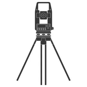 Theodolite on tripod icon for web, mobile and infographics. Vector dark grey Illustrazione stock