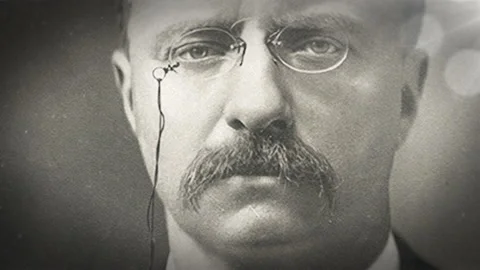 Theodore Roosevelt: 3 Dynamic Moves in 3D Space With Dramatic Lighting Stock Footage 203776939