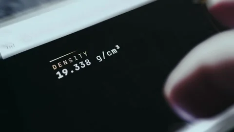 Theoretical density of Gold Au, gram per cubic cm Stock Footage 334942460