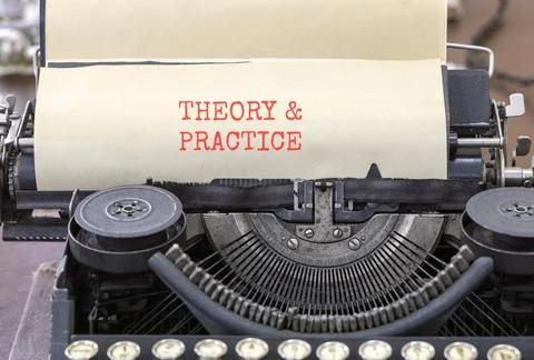 Theory and practice symbol. Concept words Theory and practice typed on beau.. Foto stock