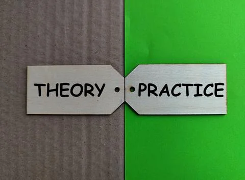 Theory is the conceptual framework, while practice is the actual application Stock Photos