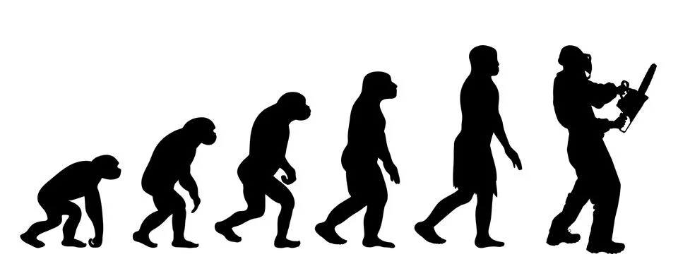 Theory of evolution of man. Vector silhouette of homo sapiens. Symbol from mo 스톡 일러스트