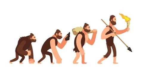 Theory of human evolution. Man development stages. Anthropology vector Stock Illustration