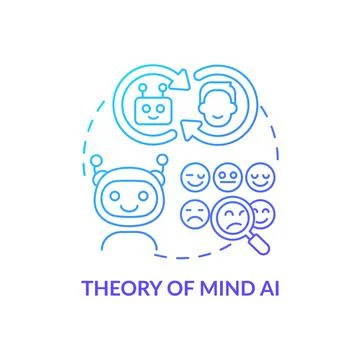 Theory of mind AI blue gradient concept icon Stock Illustration