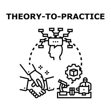 Theory to practice concept integrating knowledge and collaboration Stock Illustration