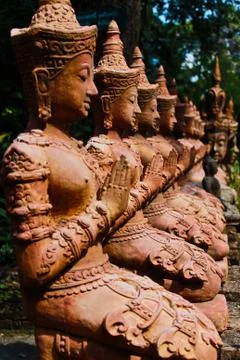 Thepha thai temple statues Stock Photos