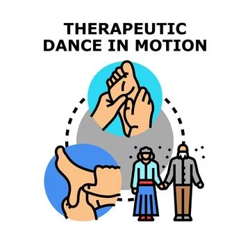 Therapeutic dance in motion aiding elderly persons health Stock Illustration