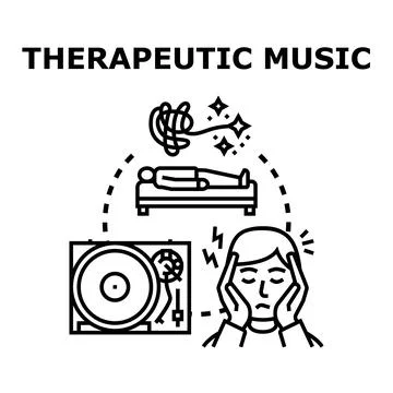 Therapeutic music easing headache and promoting relaxation Stock Illustration