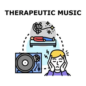 Therapeutic music easing headache and promoting relaxation Stock Illustration