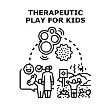 Therapeutic play helping child development and emotional regulation Stock Illustration