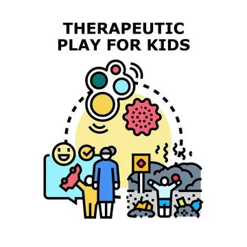 Therapeutic play helping child development and emotional regulation Stock Illustration