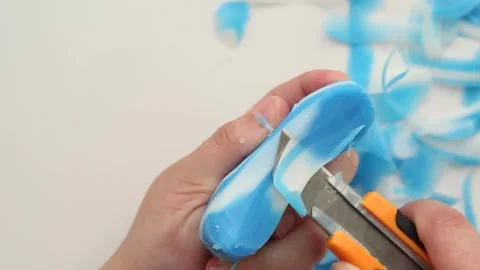 Therapeutic Soap Slicing ASMR Vídeos de archivo 314022467