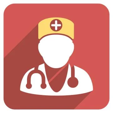 Therapist Flat Rounded Square Icon with Long Shadow Stock Illustration