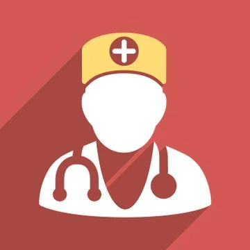 Therapist Flat Square Icon with Long Shadow Stock Illustration