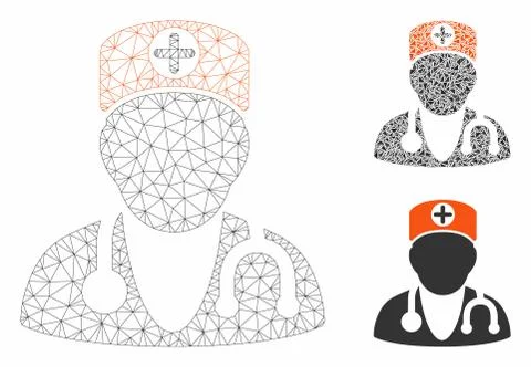 Therapist Vector Mesh Wire Frame Model and Triangle Mosaic Icon Stock Illustration