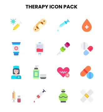 Therapy Flat Bundle Icons Pack Stock Illustration