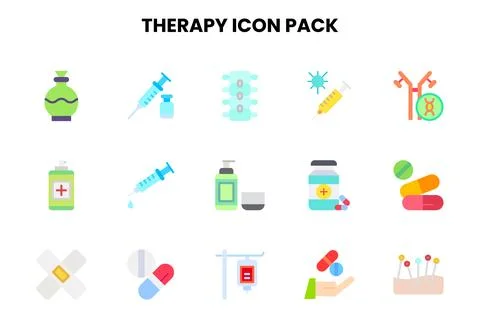 Therapy Flat Design Icons Pack Stock Illustration