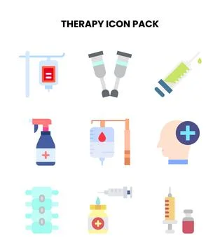 Therapy Flat Set Icons Pack Stock Illustration