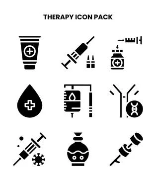 Therapy Glyph Icons Pack Ilustración de archivo