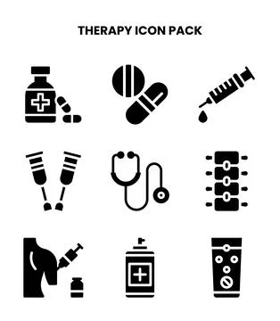 Therapy Glyph Vector Icons Pack Ilustración de archivo