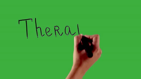 Therapy - Hand writing on green screen Stock Footage 33784076
