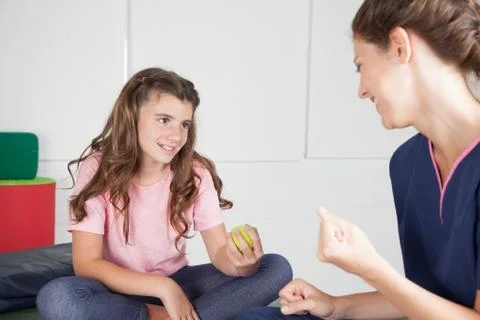 Therapy for hands  with ball Stock Photos