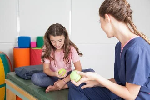 Therapy for hands  with ball Stock Photos