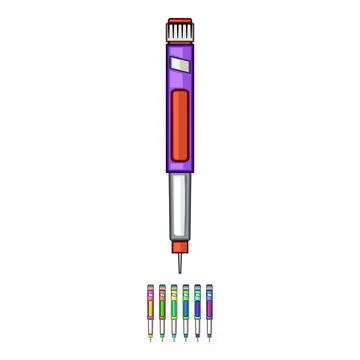 Therapy insulin pen cartoon vector graphic Stock Illustration