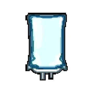Therapy iv drip bag pixel art vector illustration Stock Illustration