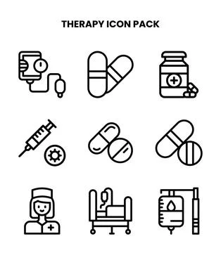 Therapy Line Graphics Icons Pack Stock Illustration