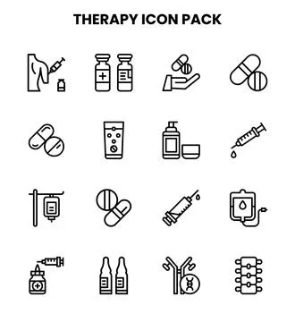 Therapy Line UI Icons Pack Stock Illustration