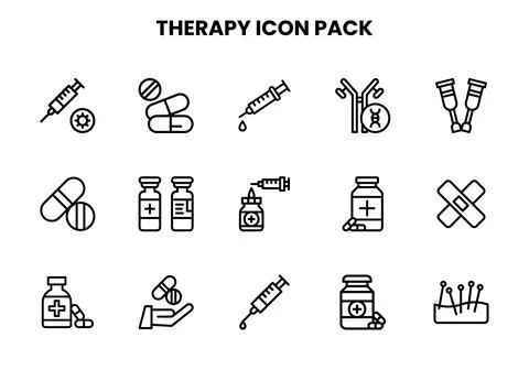 Therapy Line Vector Icons Pack Stock Illustration