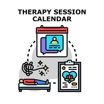Therapy session calendar planning mental wellness program Stock Illustration