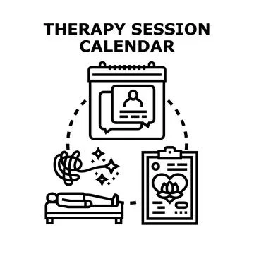 Therapy session calendar planning mental wellness program Stock Illustration