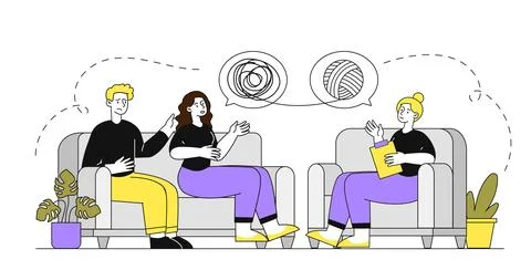 Therapy session discussion. Vector illustration Stock Illustration