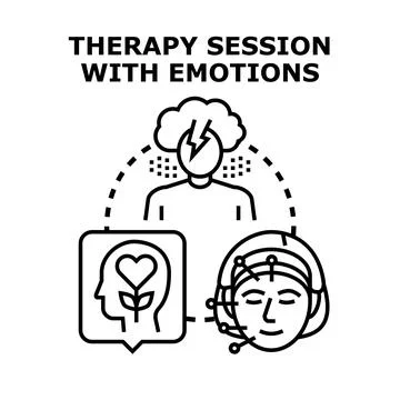 Therapy session with emotions and mental state understanding Stock Illustration