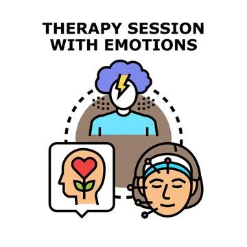 Therapy session with emotions and mental state understanding Stock Illustration
