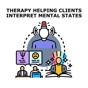 Therapy session helping clients interpret mental states Stock Illustration