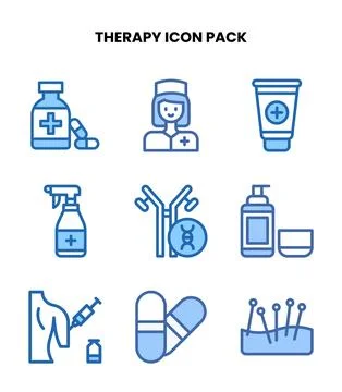 Therapy Two Colour Bundle Icons Pack Stock Illustration
