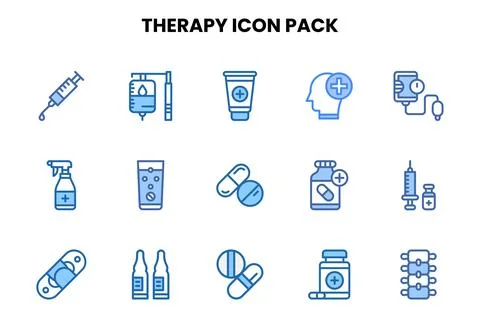 Therapy Two Colour Collection Icons Pack Stock Illustration