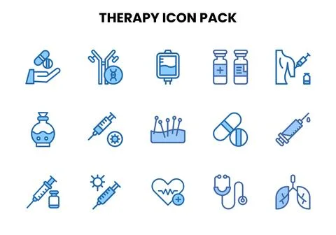 Therapy Two Colour Collection Icons Pack Stock Illustration