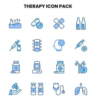 Therapy Two Colour UI Icons Pack Stock Illustration