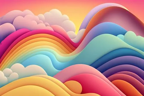 There are clouds and sky with rainbow as pastel background Illustrazione stock