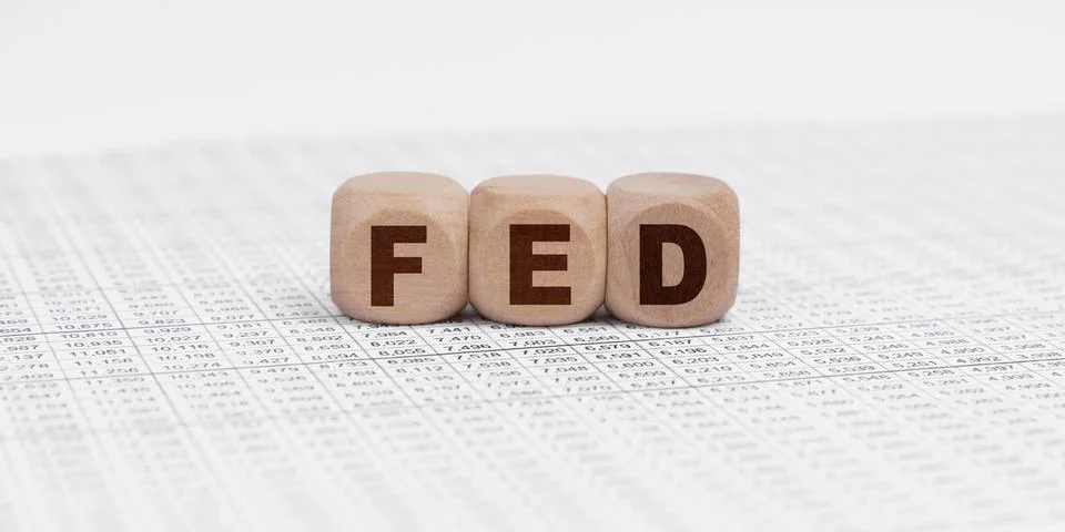 There are cubes on the reporting documents with the inscription - FED Stock Photos