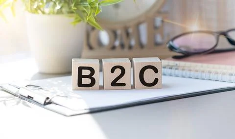 There are cubes on the reporting documents with the inscription - B2C Stock Photos