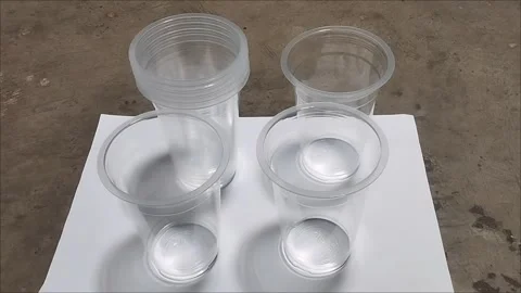 There are lots of plastic cups for grass jelly ice Stock Footage 294876901