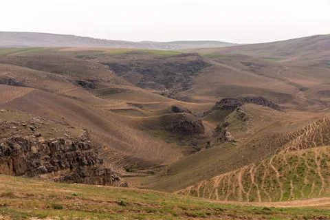 There are many paths in the mountains left by herds of animals. Stock Photos