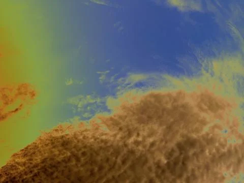 There are soft fluffy clouds in the sky Stock Photos