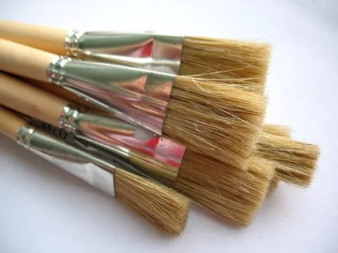 There are some paint-brush on white background Stock Photos